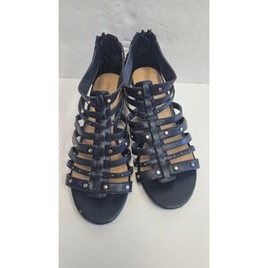 Covington Braided‎ Black Sandals Zipper Back Women's Size 7